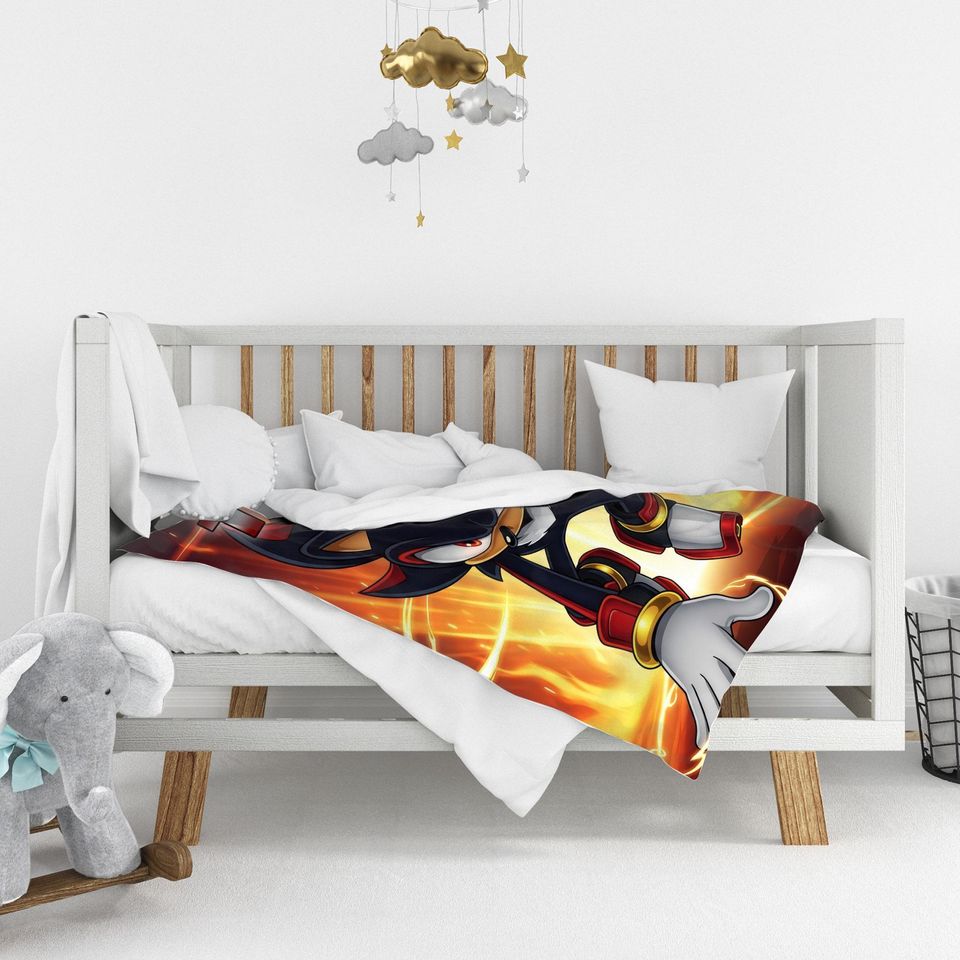 Custom Sonic or Shadow The Hedgehog Blanket, Custom Name Blanket