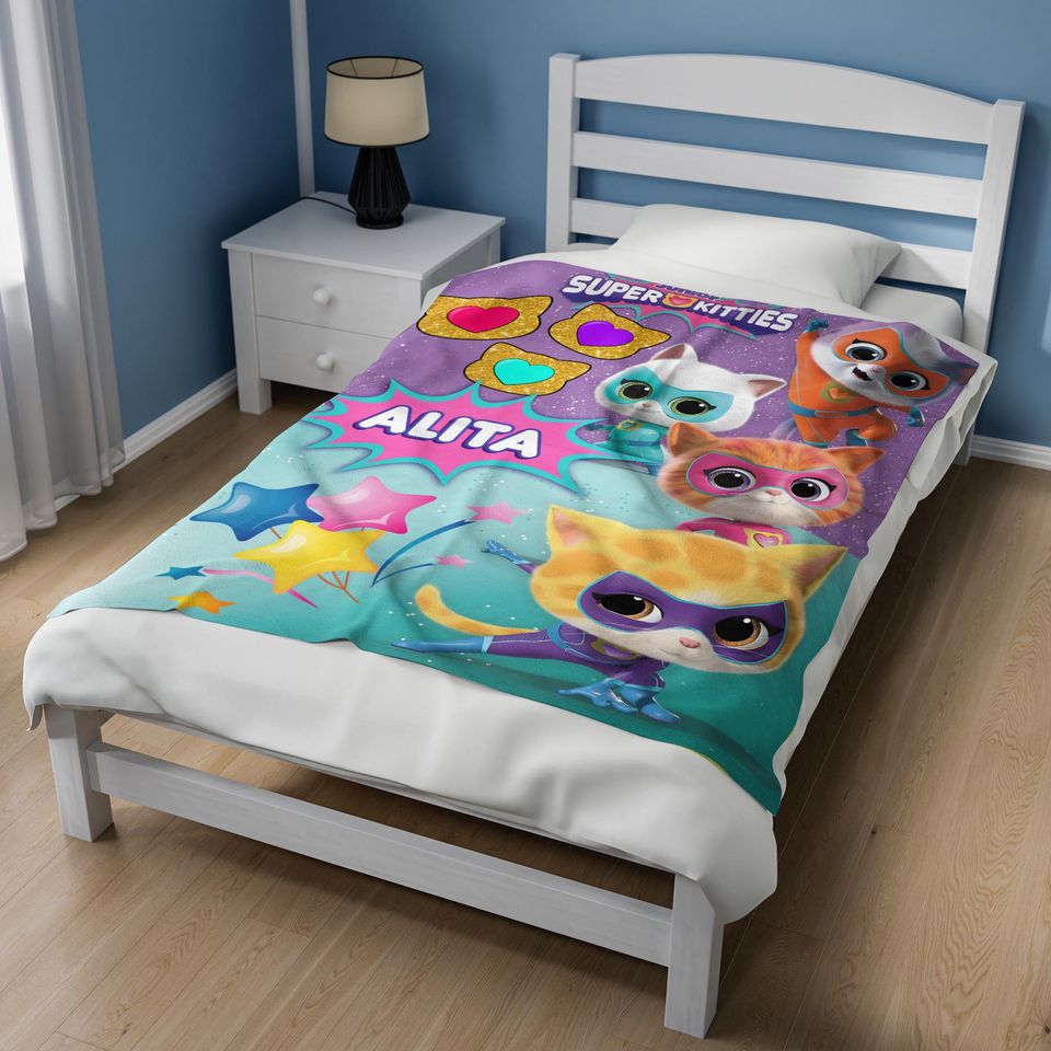 Custom Super Kitties Blanket, Custom Super Kitties Blanket