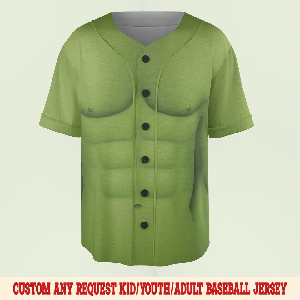 The Hulk Cosplay Baseball Jersey/Green Hulk Costume 3D Jersey