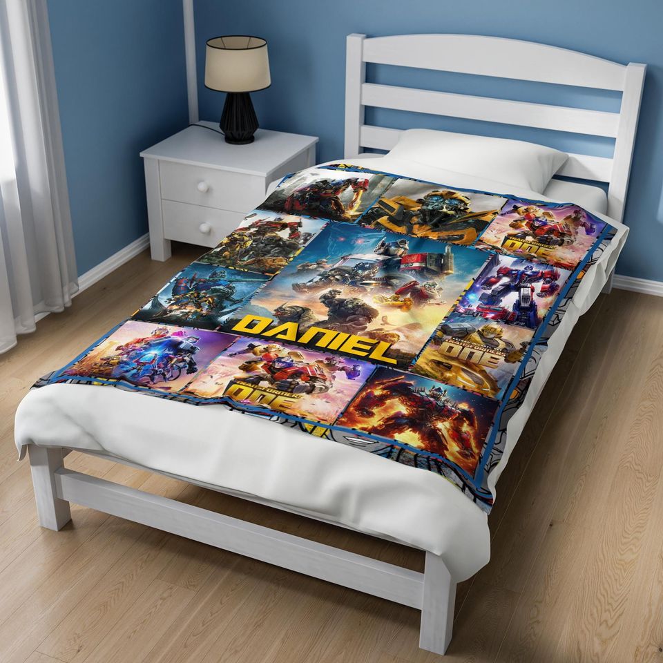Custom Transformer Blanket Robot Personalized Blankets, Boy Bed Room Memorial Blanket