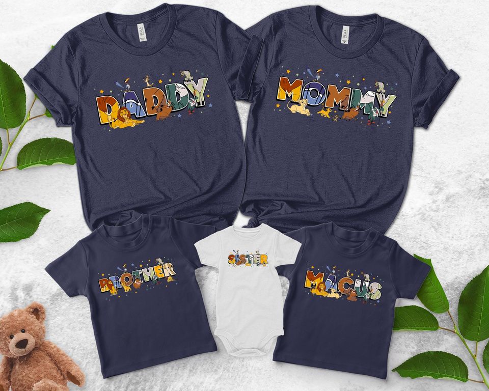 Custom Name Lion King Shirt, Personalized Disney Simba Timon Pumbaa Matching Tee