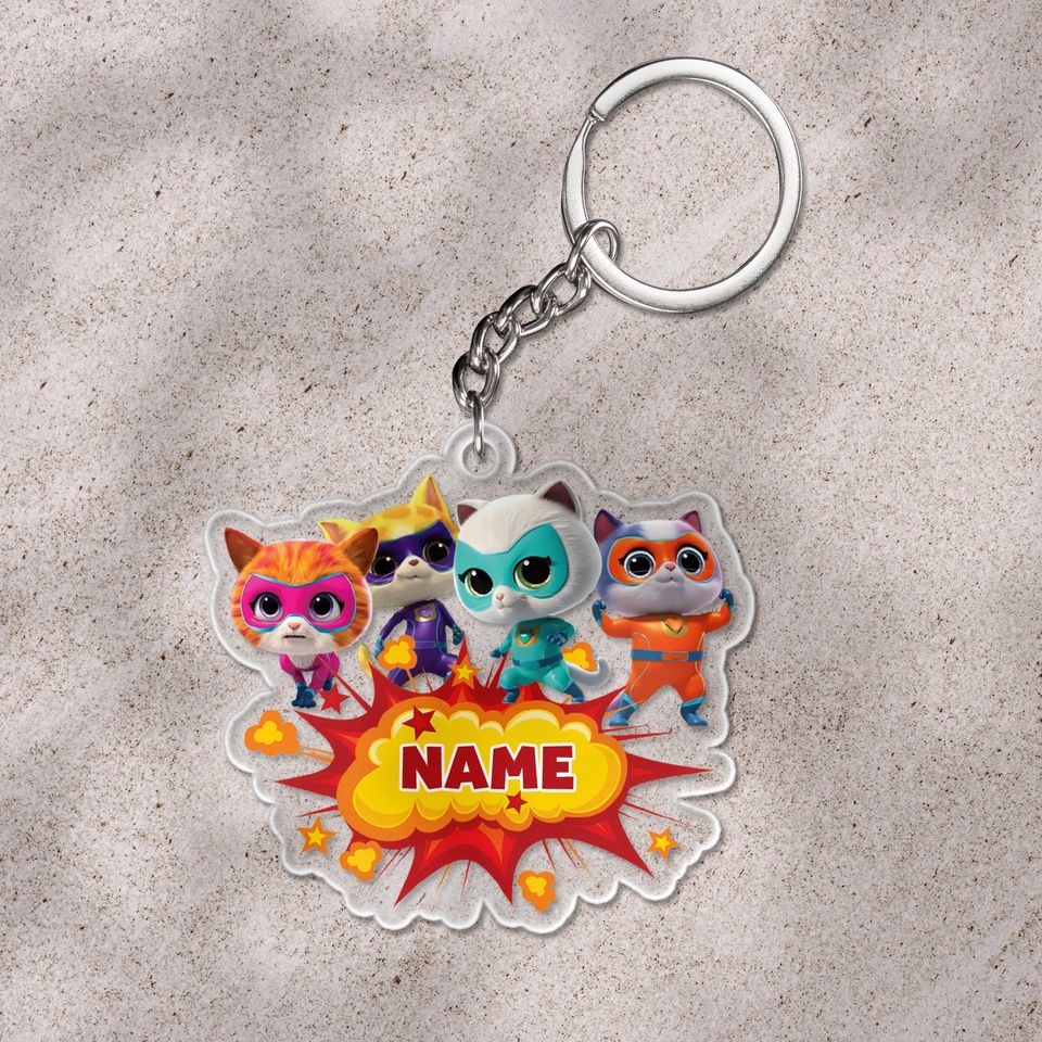 Personalized SuperKitties Cutout Keychain/SuperKitties Christmas Keychain