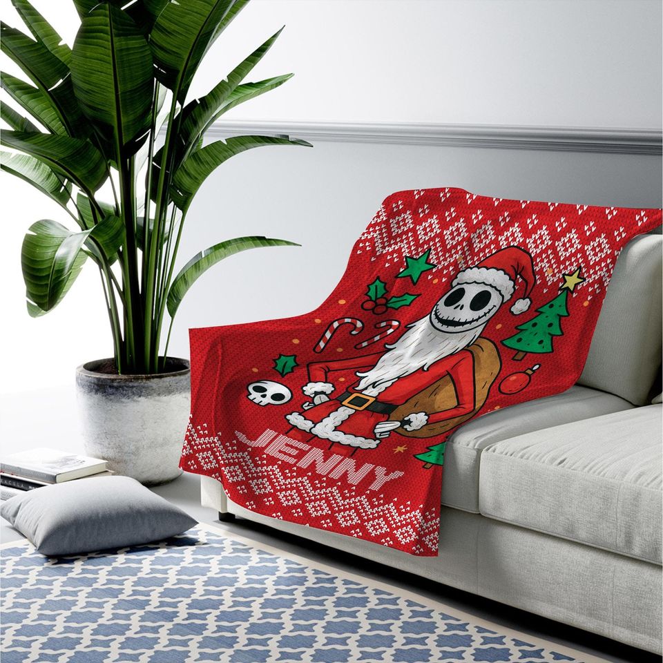 Personalized Blanket, Custom Blanket, Jack Skellington Blanket
