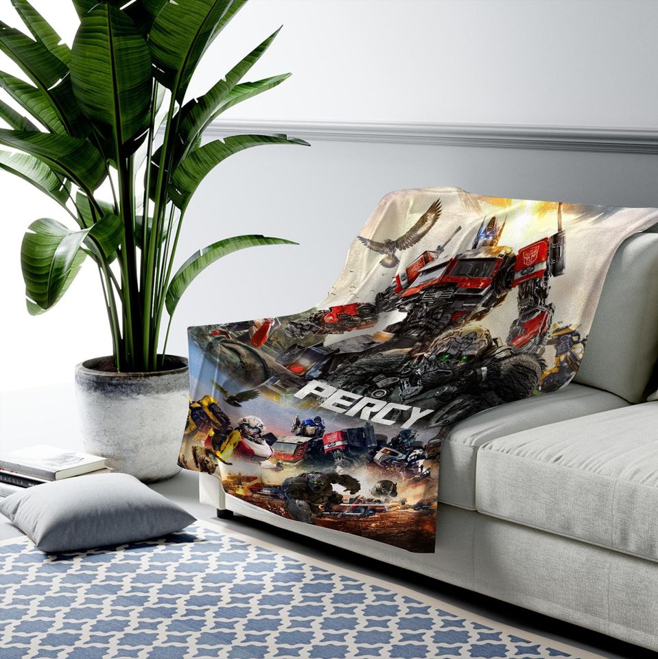 Custom Transformer Blanket, Personalized Robot Blankets, Boy Bed Room Blanket