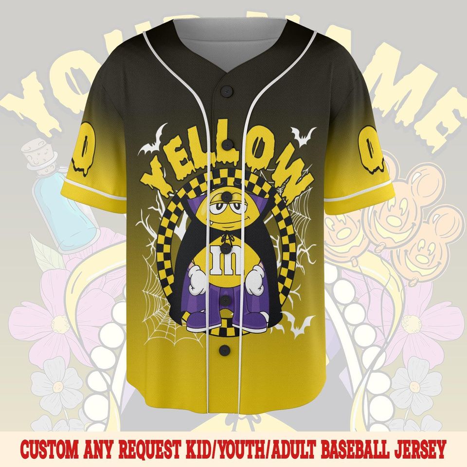 Custom M&M Halloween Character Baseball Jersey, M And M Halloween Jersey