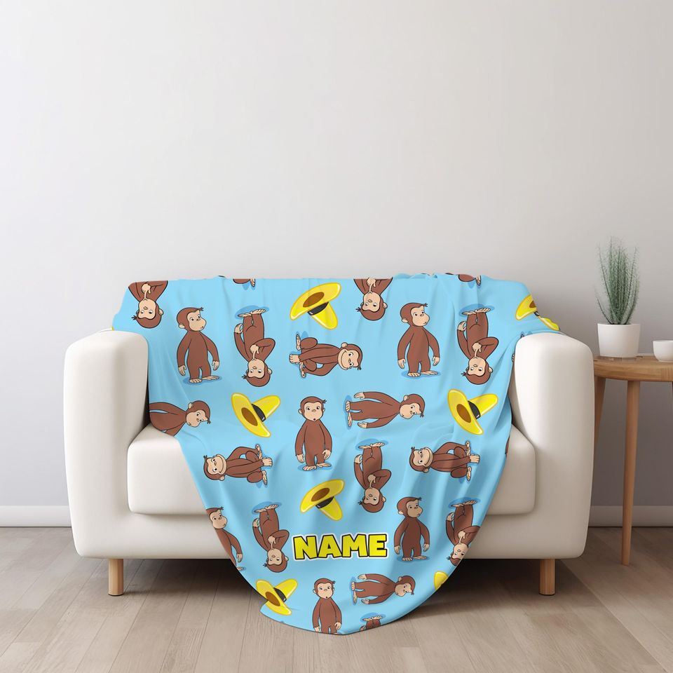 Personalized Curious George Blanket, Curious George Blanket,Custom Name Blanket