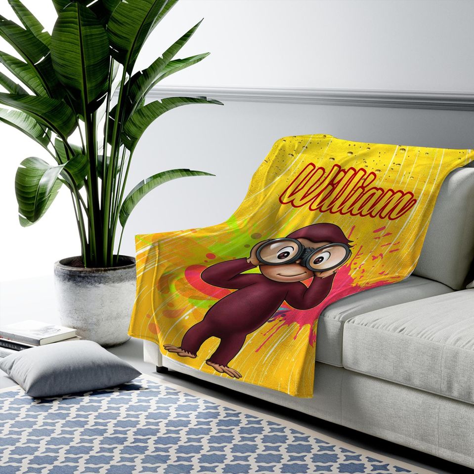 Personalized Curious George Blanket Curious George Fleece Blanket