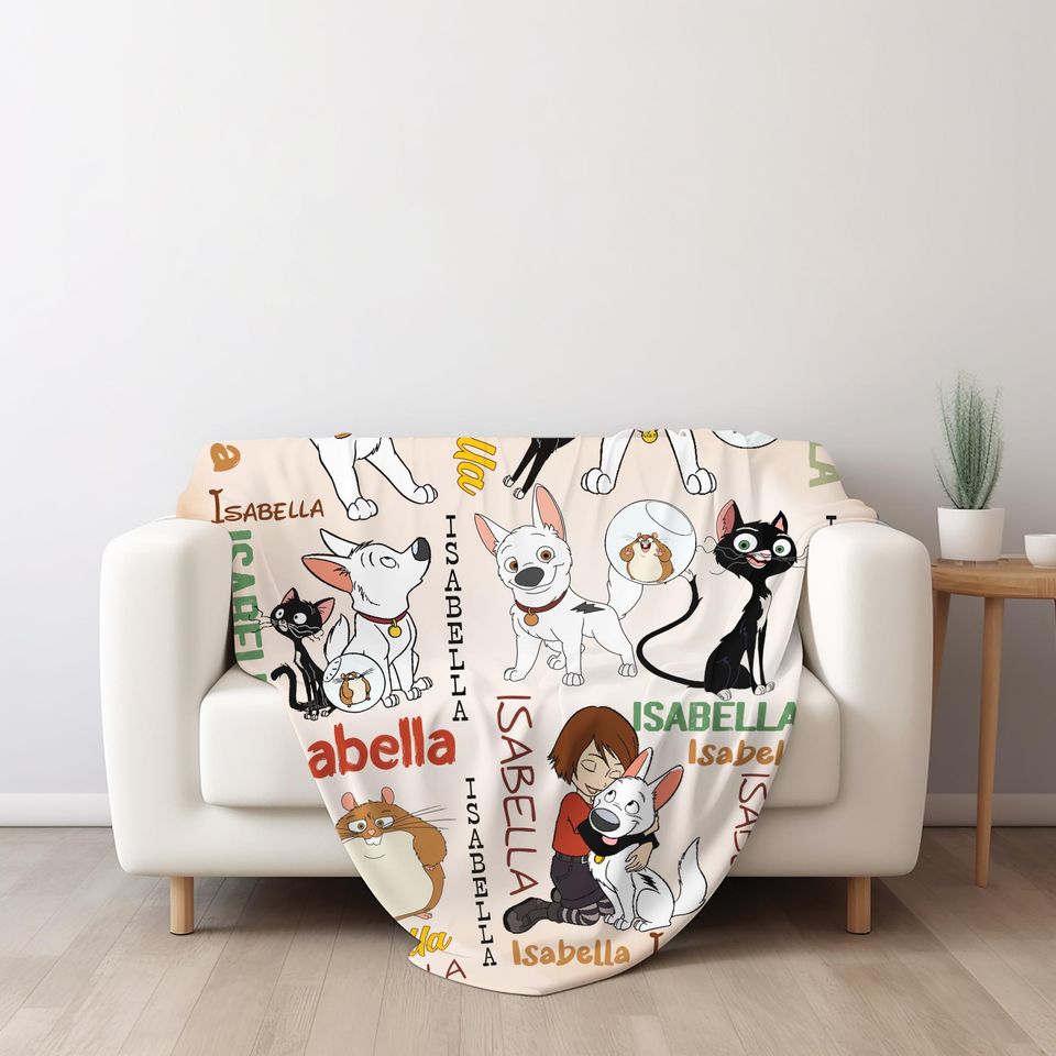 Personalized Watercolor Disney Bolt Blanket