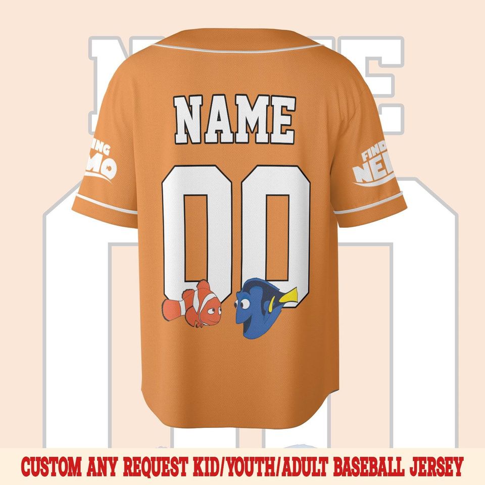 Finding Nemo Baseball Jersey, Personalized Number Name Jersey