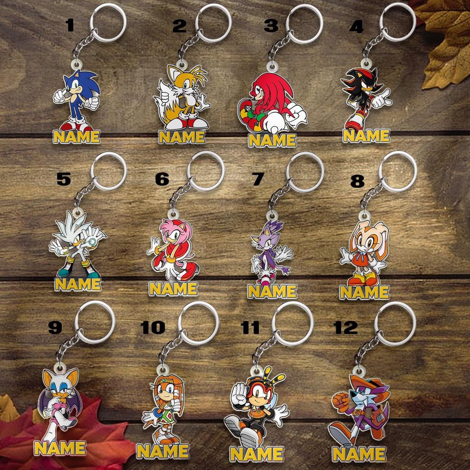 Sonic Acrylic Keychain, Disney Cutout Keychain, Personalized Christmas Keychain