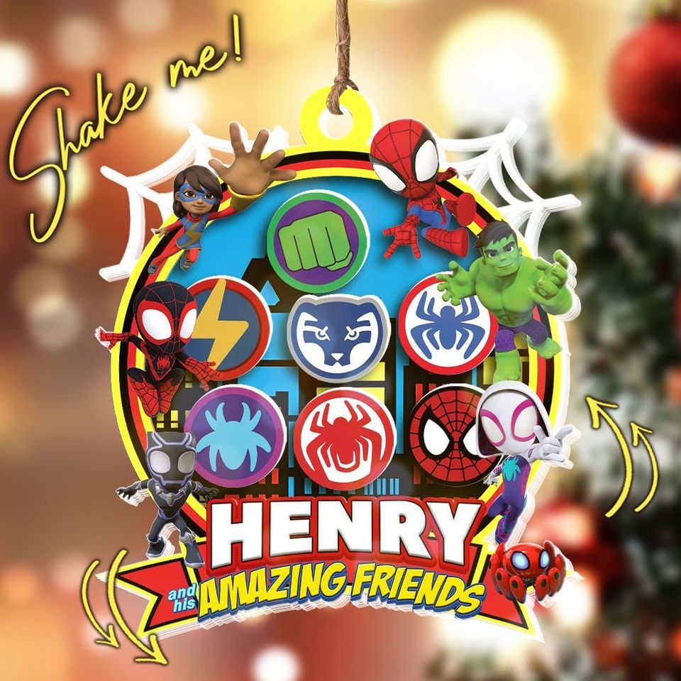 Personalized Spidey And His Amazing Friends Acrylic Ornament Shaker