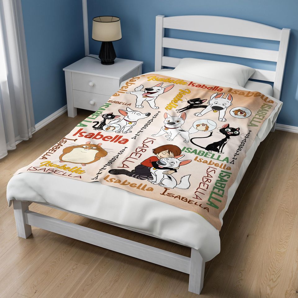 Personalized Watercolor Disney Bolt Blanket