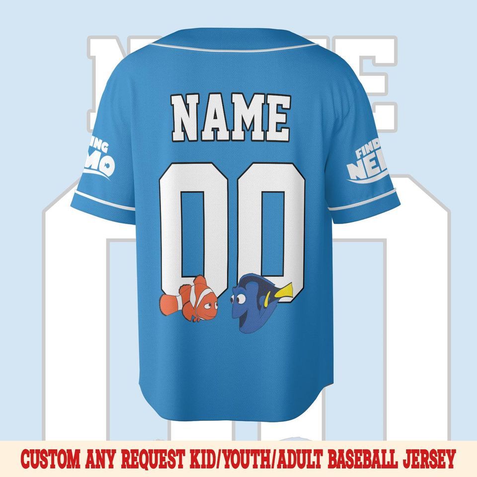 Finding Nemo Baseball Jersey, Personalized Number Name Jersey