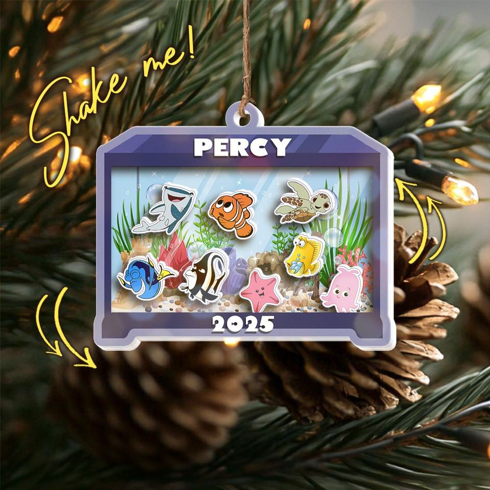 Finding Nemo Christmas Shaker Acrylic Ornament, Nemo Dory Disney Christmas Keepsake