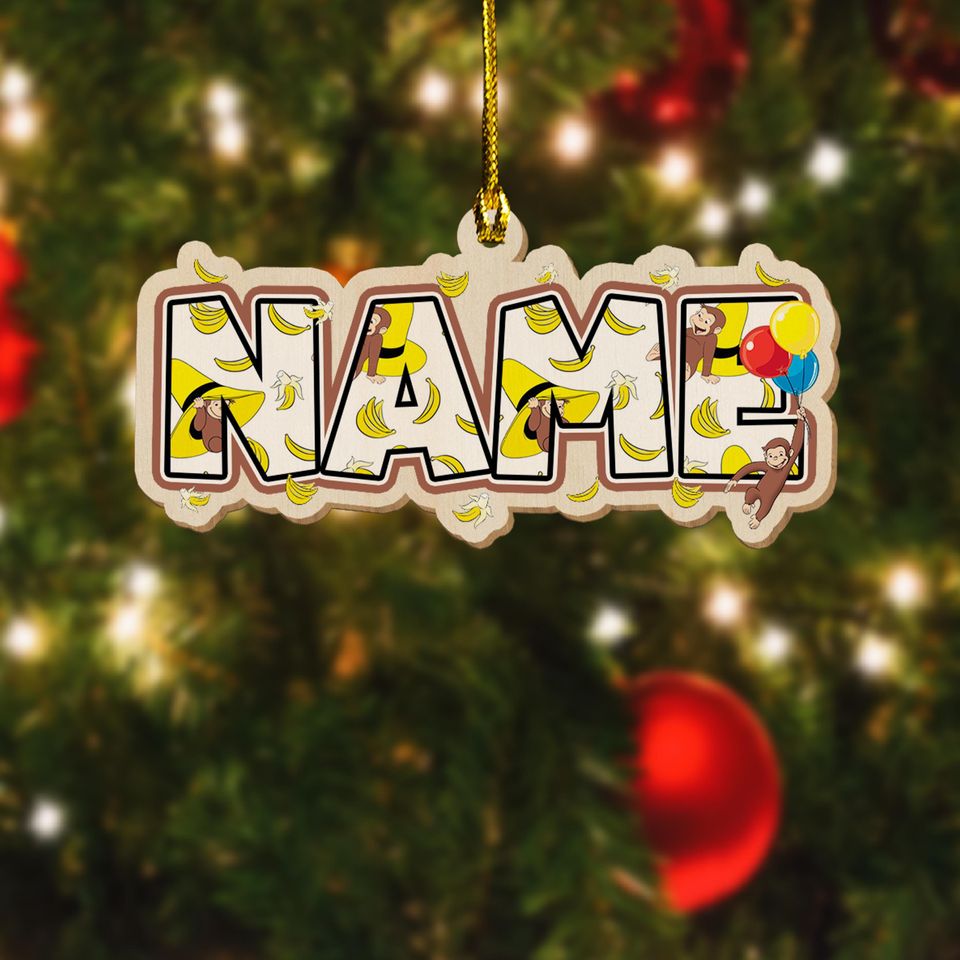 Custom Curious George Ornament, Custom Name Customized Curious George