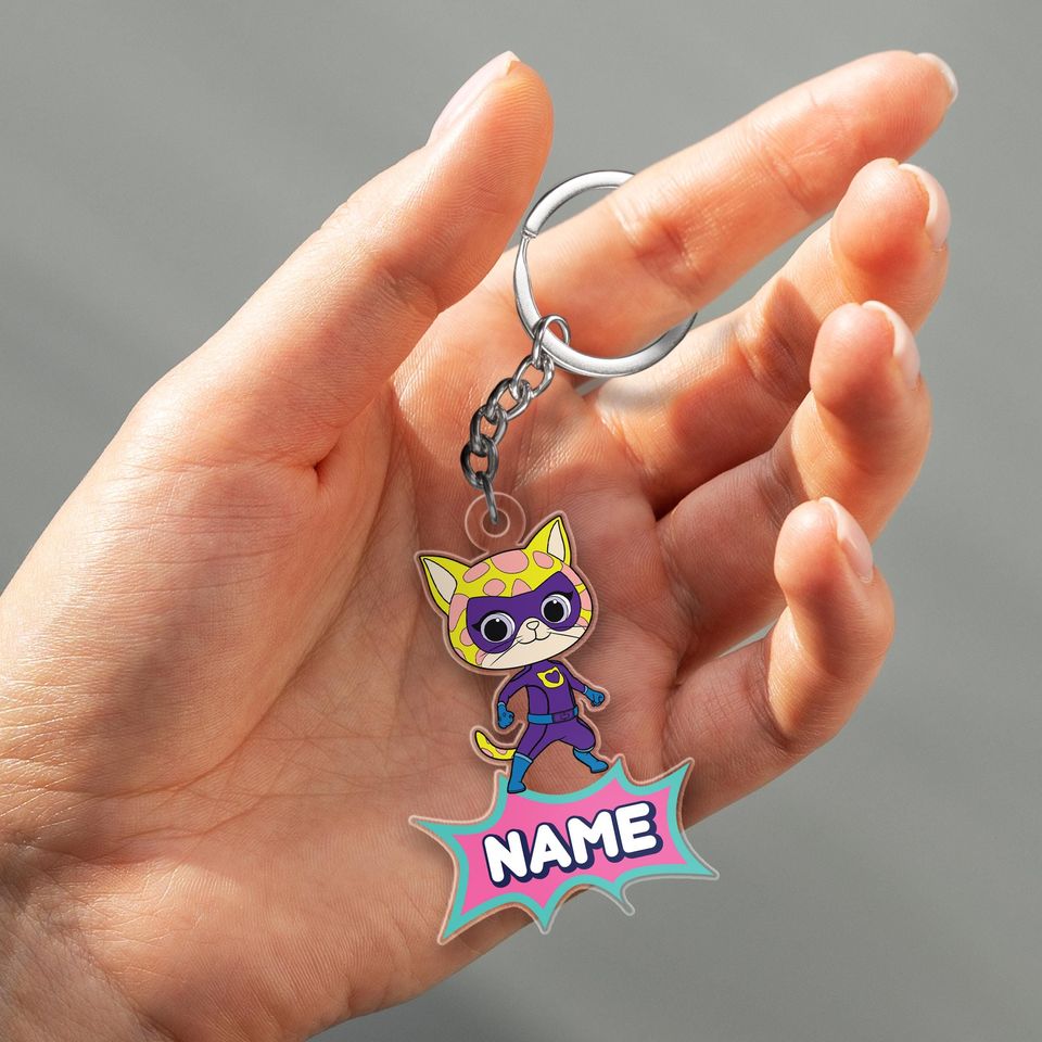 Custom Super Kitties Christmas keychain, Super Kitties keychain