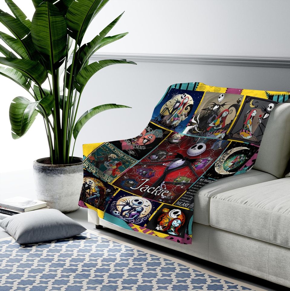 Custom Jack Skellington Sally Blanket, The Nightmare Before Christmas Blanket