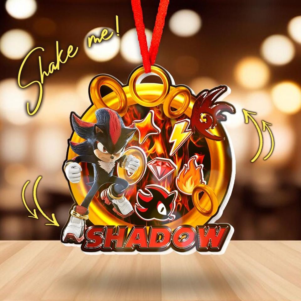 Personalized Sonic Shadow Shaker Acrylic Ornament, Shadow The Hedgehog Shaker Ornament