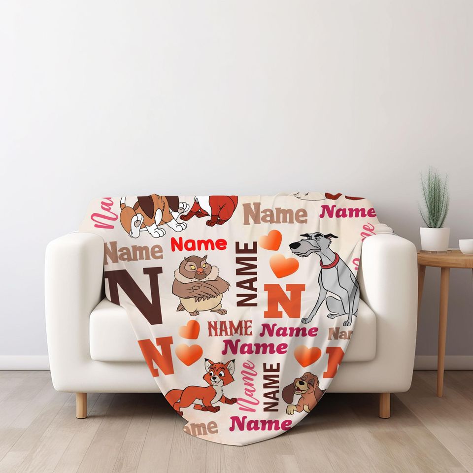 Personalized Watercolor Disney The Fox And The Hound Blanket