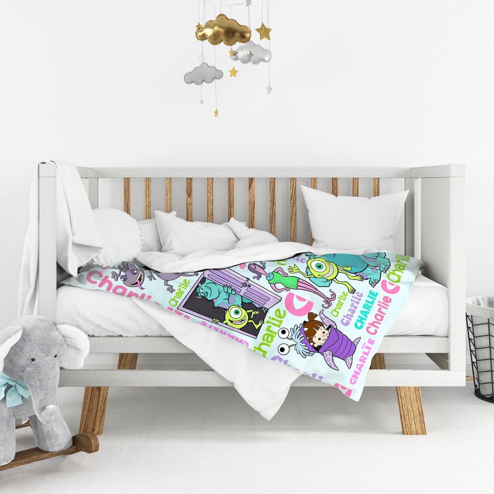 Personalized Monsters Inc Blanket, Custom Name Monster Inc Blanket