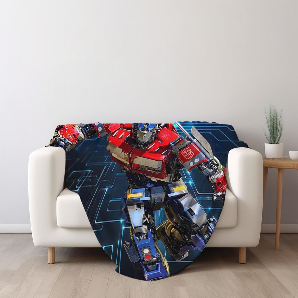 Custom Transformer Blanket, Personalized Robot Blankets, Boy Bed Room Blanket