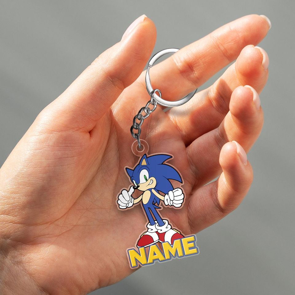 Sonic Acrylic Keychain, Disney Cutout Keychain, Personalized Christmas Keychain