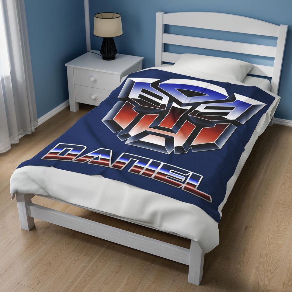 Custom Transformer Blanket, Personalized Robot Blankets, Boy Bed Room Blanket