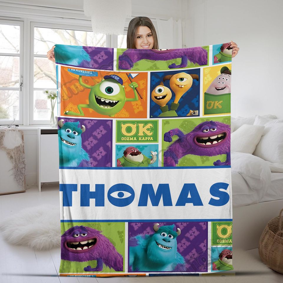 Personalized Monsters Inc Baby Name Blanket