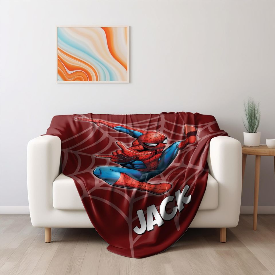 Personalized Spiderman Blanket, Spider Man Fleece Blanket, Spiderman Birthday Gift