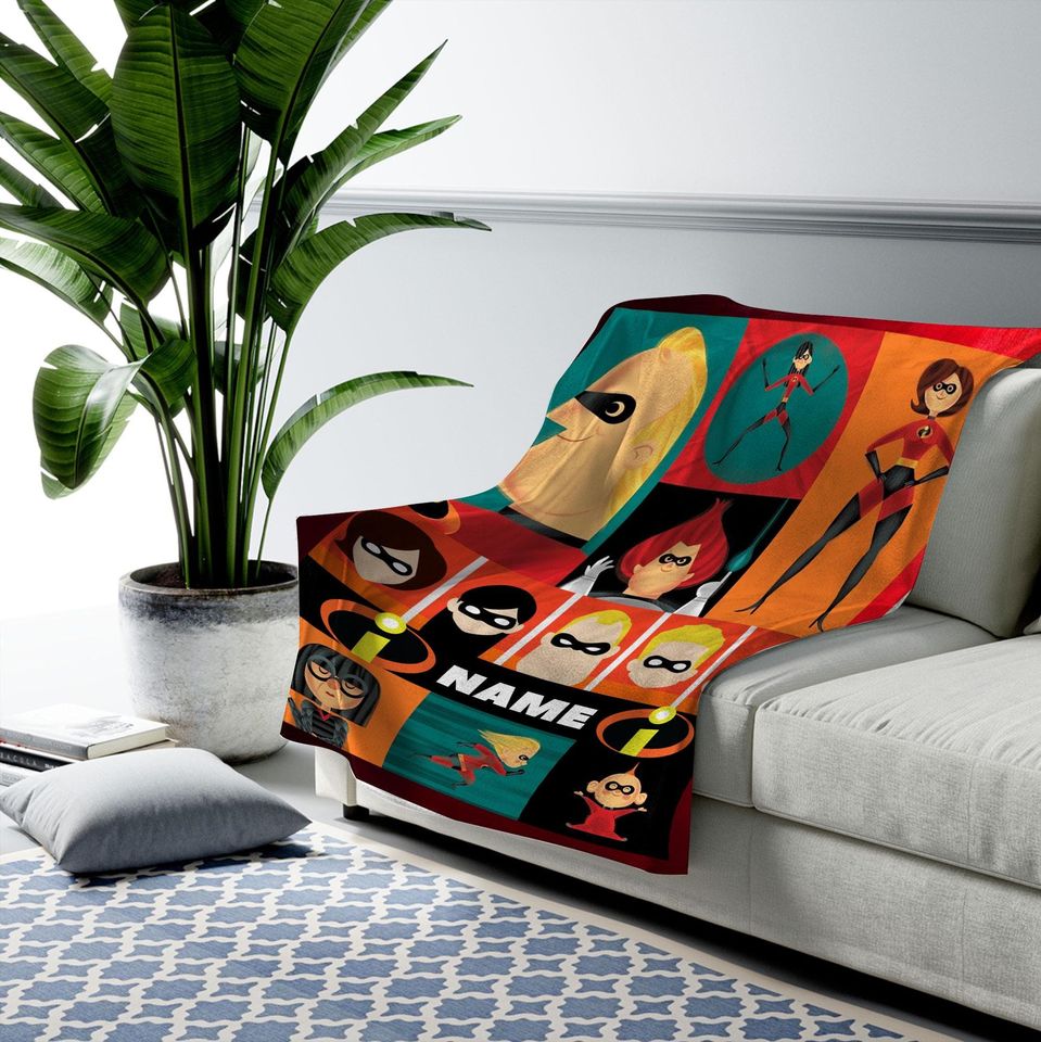 Incredibles 2 Blanket, Mr Incredible, Elastigirl Blanket, Horror Fleece Blanket