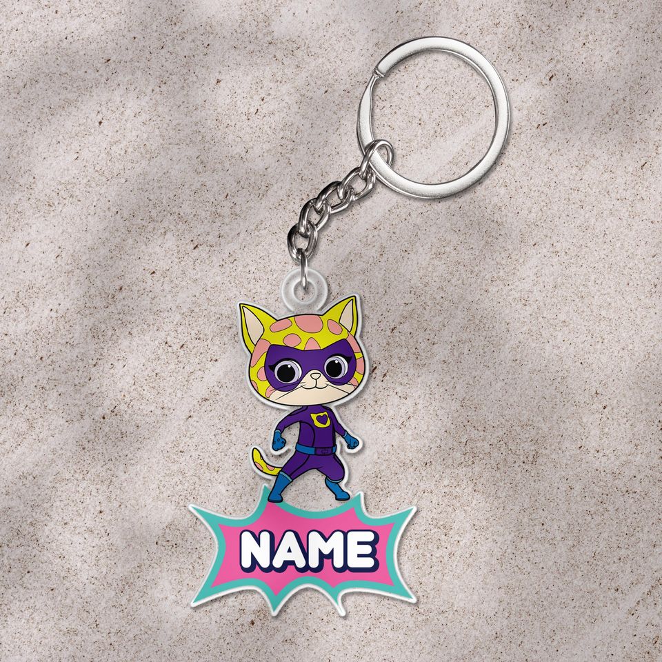 Custom Super Kitties Christmas keychain, Super Kitties keychain
