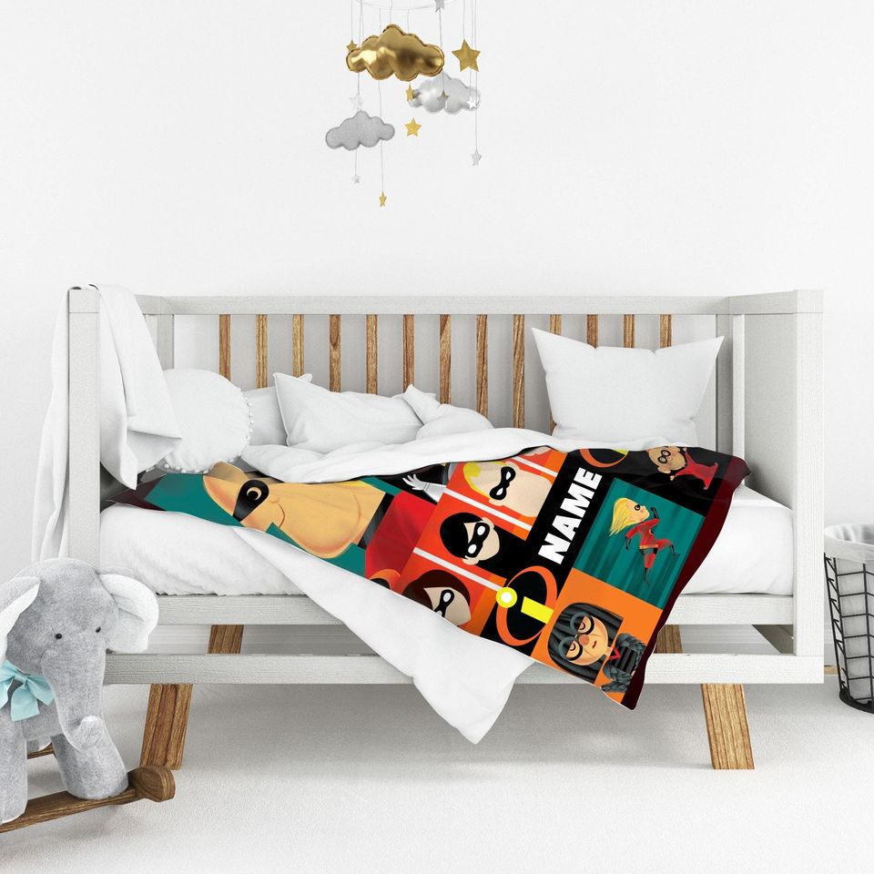 Incredibles 2 Blanket, Mr Incredible, Elastigirl Blanket, Horror Fleece Blanket