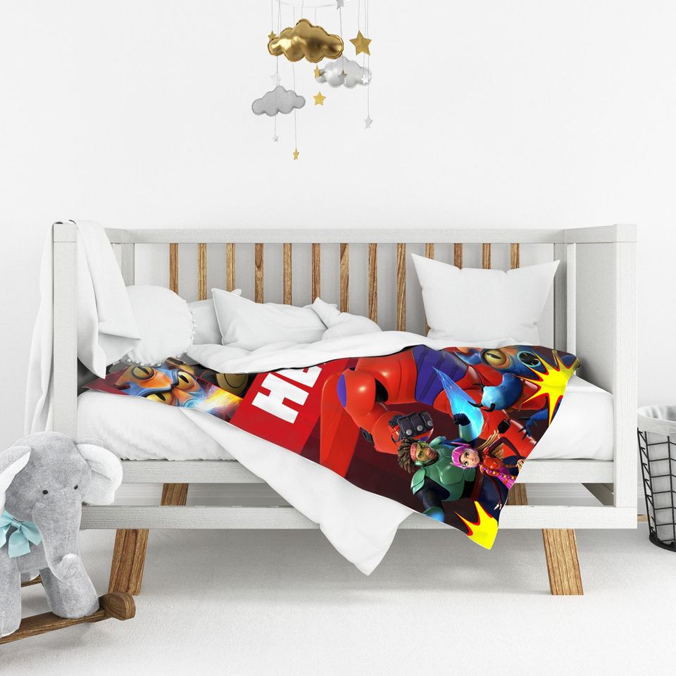 Big Hero 6 Cartoon Blanket Custom Name, Personalized Blanket