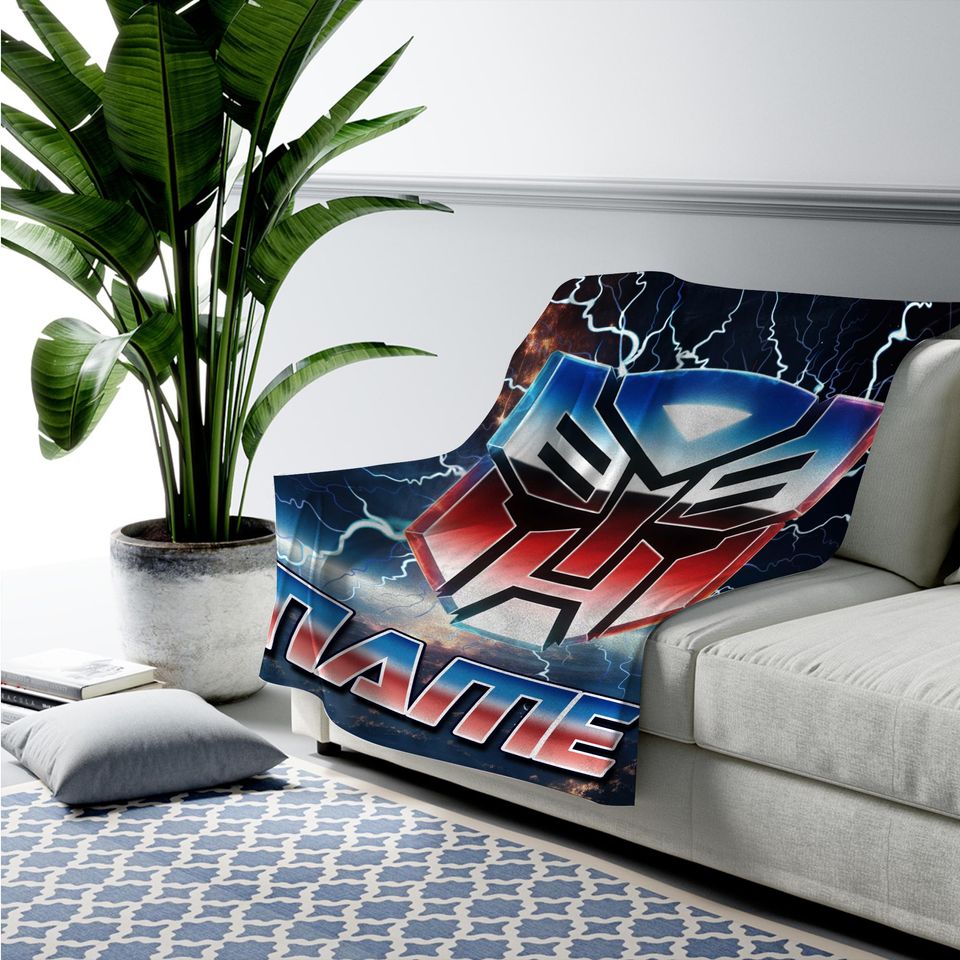 Custom Transformer Blanket, Personalized Robot Blankets, Boy Bed Room Blanket