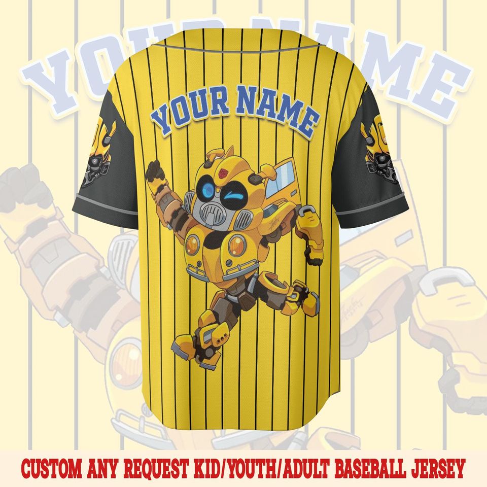 Custom Bumblebee Baseball Jersey  Transformer Birthday Shirt