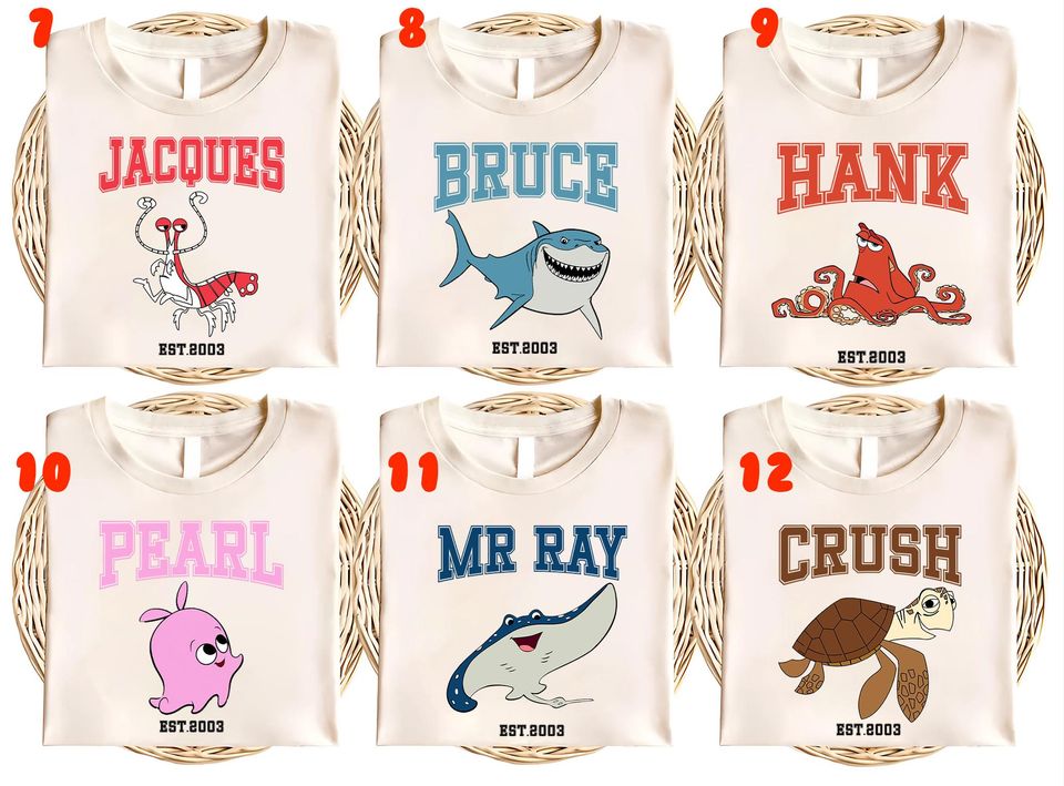 Retro Disney Finding Nemo All Characters Est 2003 Group Custom Vintage Shirt