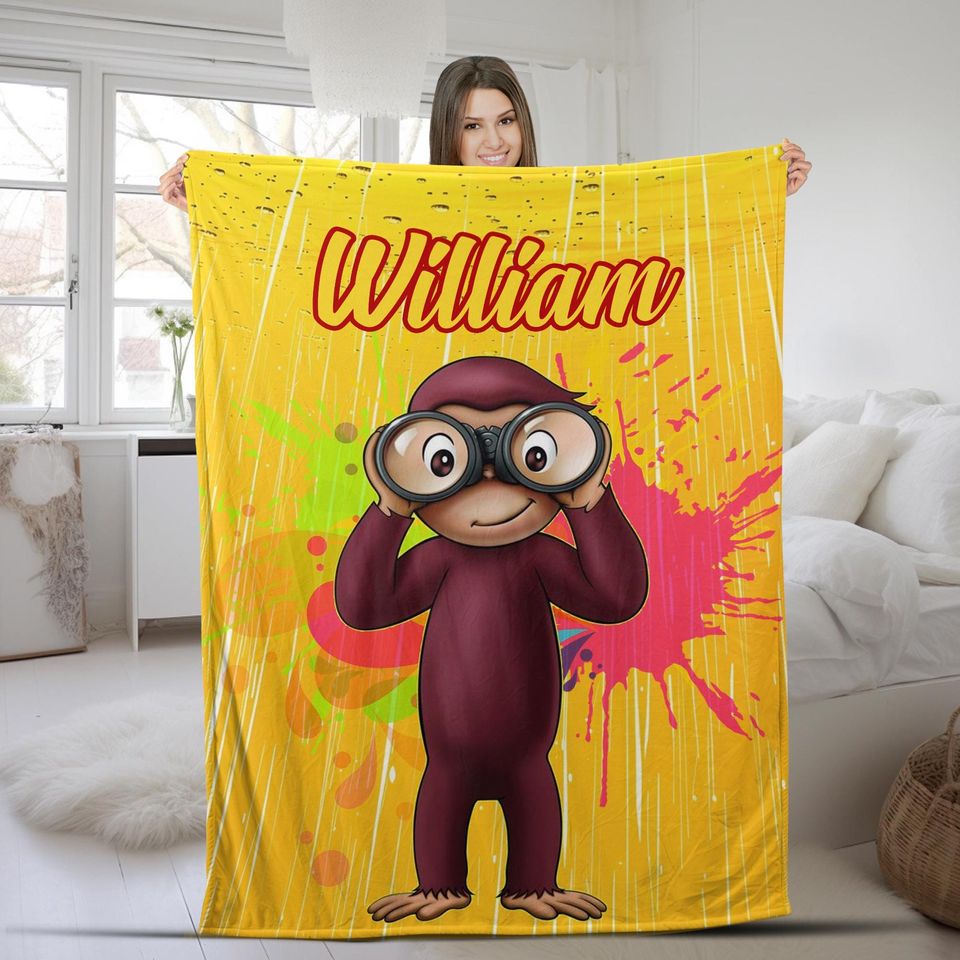 Personalized Curious George Blanket Curious George Fleece Blanket