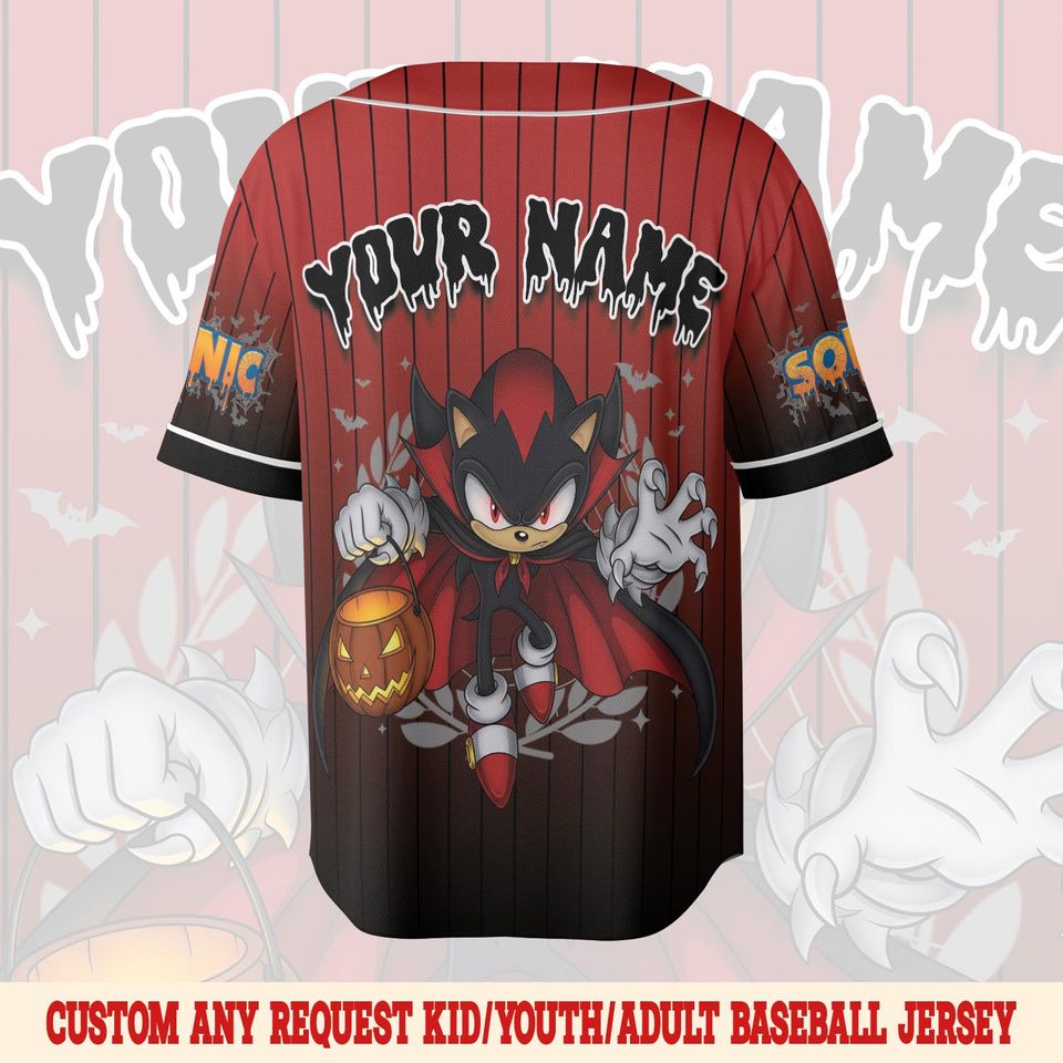 Custom Sonic Halloween Baseball Jersey, Sonic the Hedgehog Jersey