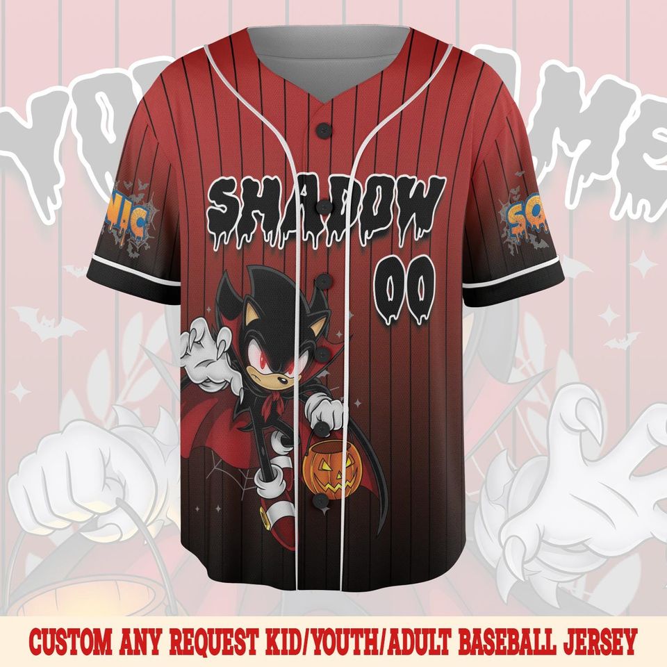 Custom Sonic Halloween Baseball Jersey, Sonic the Hedgehog Jersey