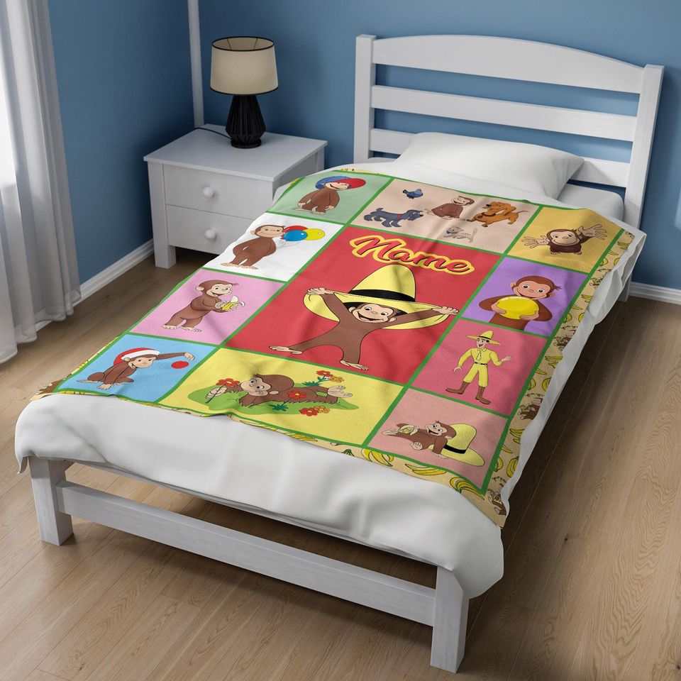Personalized Curious George Blanket, Curious George Blanket, Custom Name Blanket