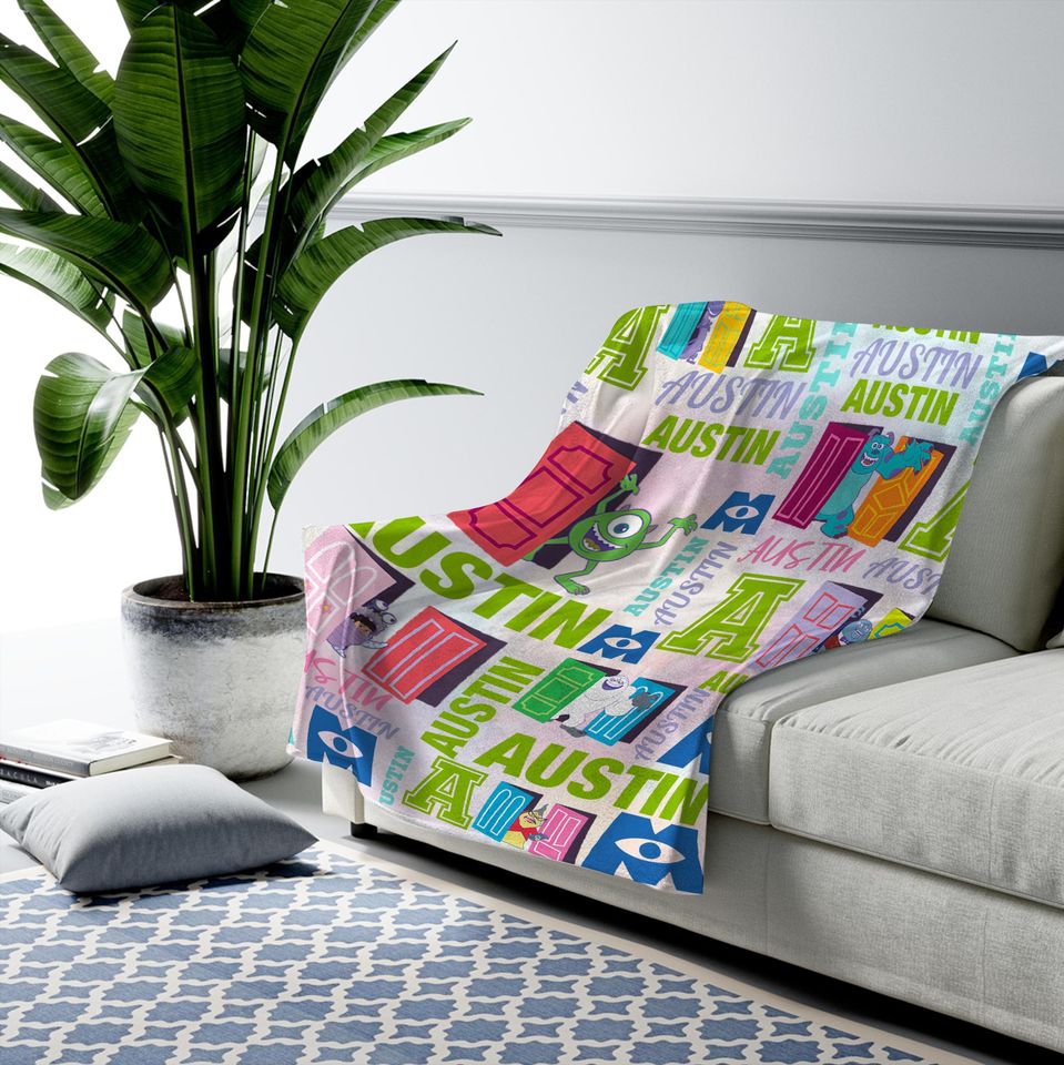 Personalized Monsters Inc Blanket, Custom Name Monster Inc Blanket