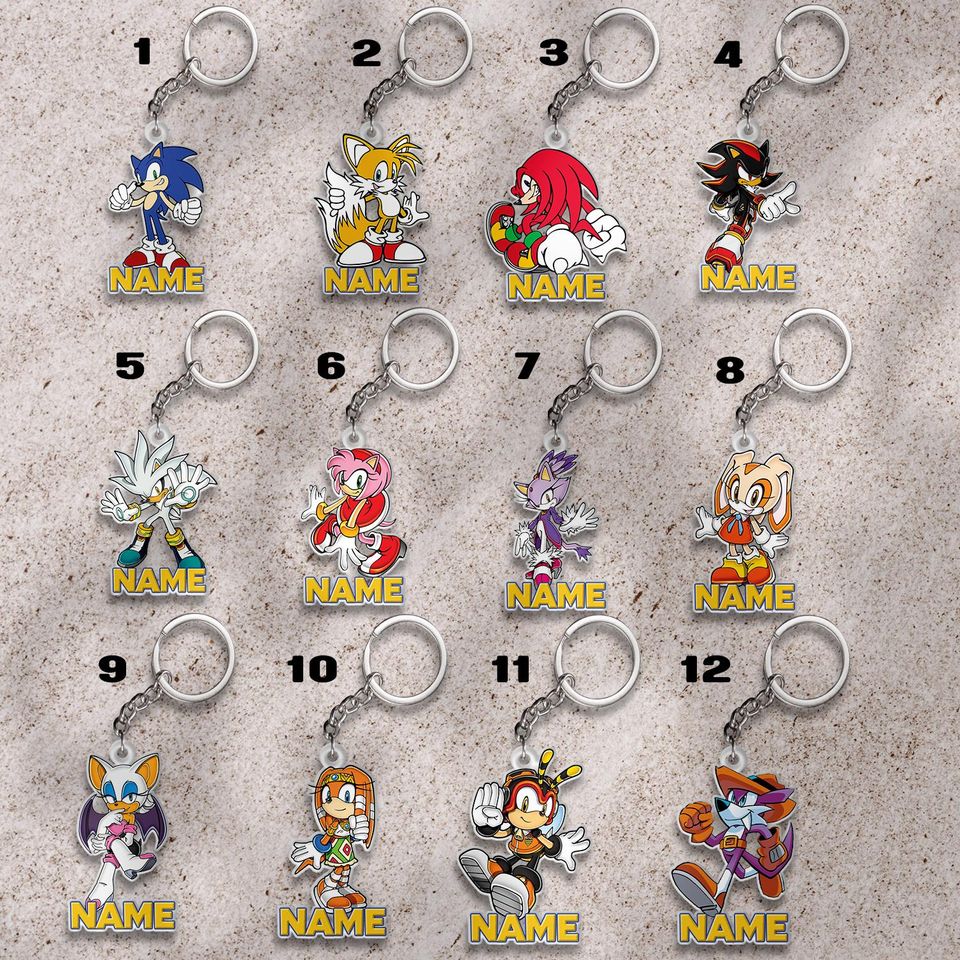 Sonic Acrylic Keychain, Disney Cutout Keychain, Personalized Christmas Keychain