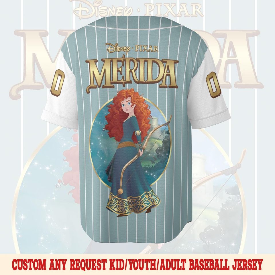 Personalized Merida Brave Baseball Jersey, Custom Disney Princess Merida Baseball Shirt