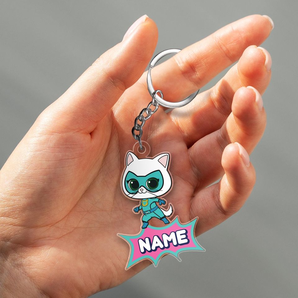 Custom Super Kitties Christmas keychain, Super Kitties keychain