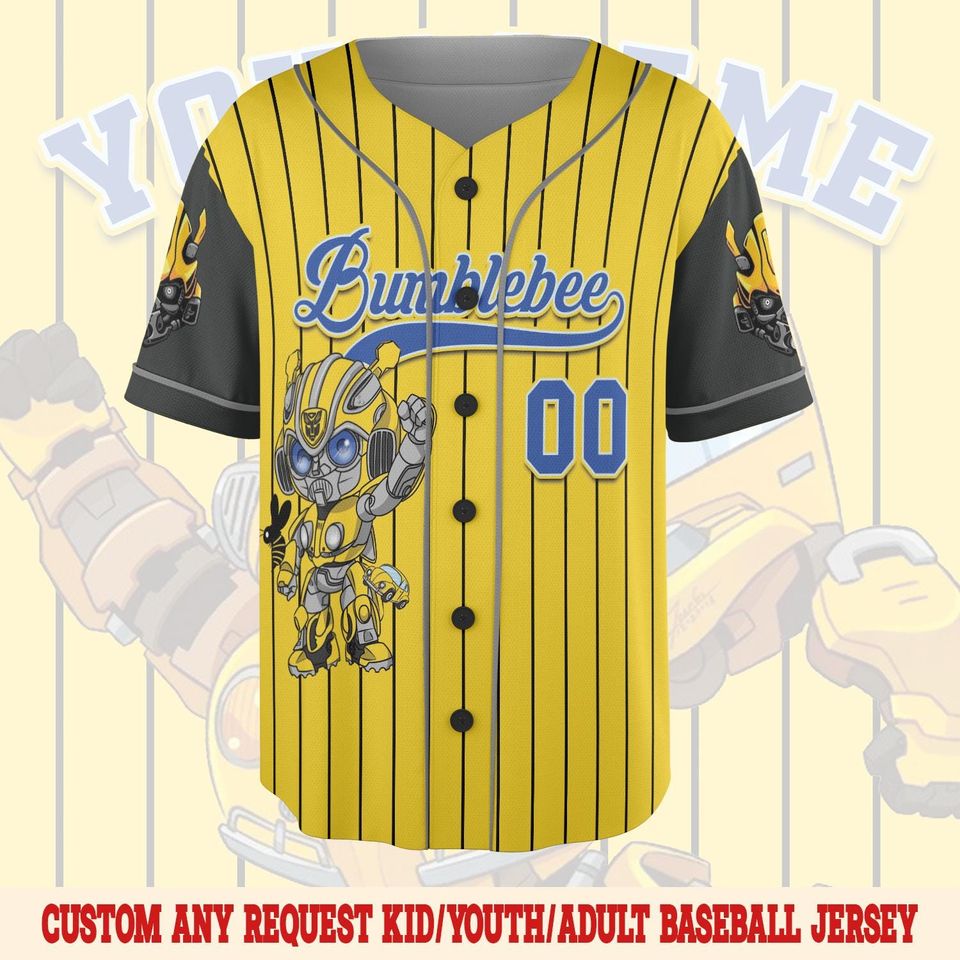 Custom Bumblebee Baseball Jersey  Transformer Birthday Shirt