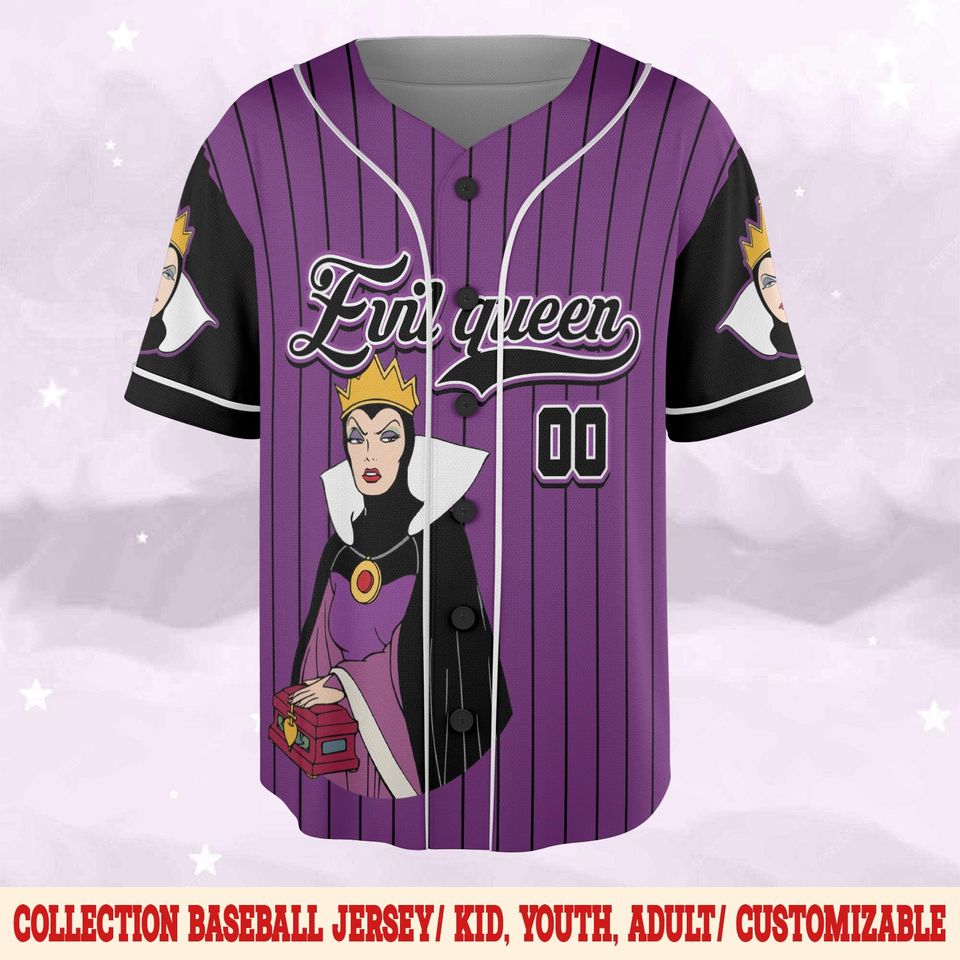 Personalized Disney Snow White Evil Queen Baseball Jersey Custom Evil Queen Jersey