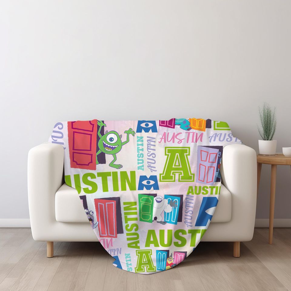 Personalized Monsters Inc Blanket, Custom Name Monster Inc Blanket