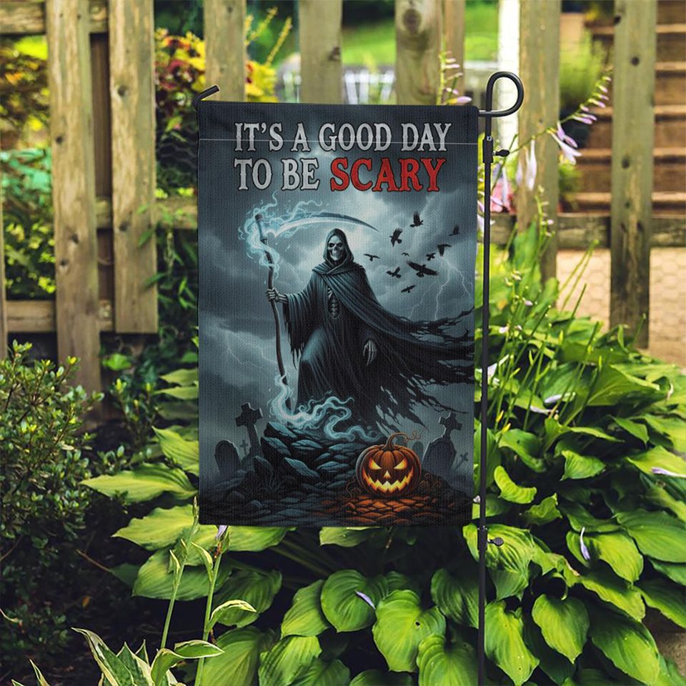 Grim Reaper Halloween Garden Flag: Spooky Gothic Fall Decor
