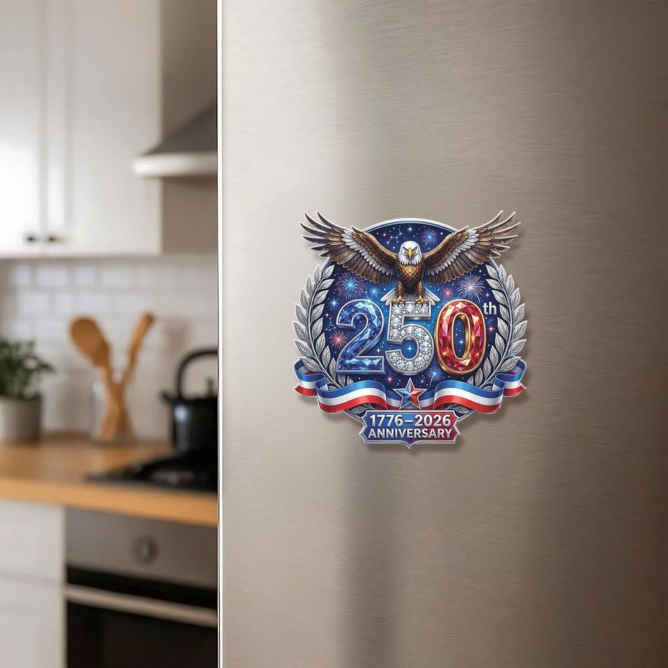 250th Anniversary Acrylic Magnet: 1776-2026 Semiquincentennial Decor, Patriotic Eagle Refrigerator Accessory