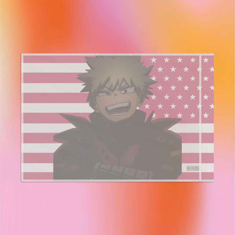 Katsuki Bakugo Pink Flag, Hero Anime Anime Decor